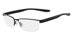Nike Half-Rim Rectangle Black Eyeglasseses Frame for Men, Clear Lens, 8172 1, 56/16/140