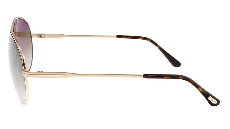 Tom Ford Full-Rim Pilot Shiny Rose Gold Sunglasses for Men, Brown Gradient Lens, FT0450 CLIFF 28F, 61/11/140