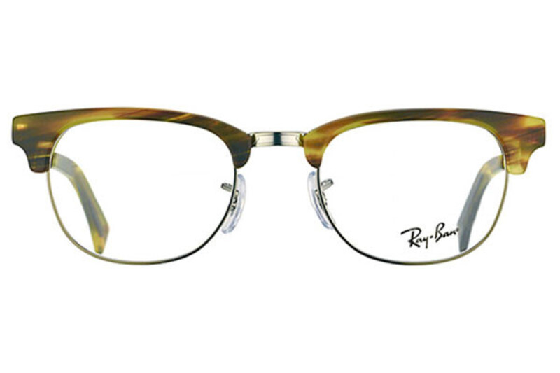 Ray-Ban Full-Rim Clubmaster Brown/Grey Eyeglass Frames Unisex, Clear Lens, 0RX5294 5430, 49/21/140