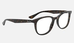 Ray-Ban Full-Rim Square Havana Eyeglasses for Men, Clear Lens, RX5356 2012, 52/19/145