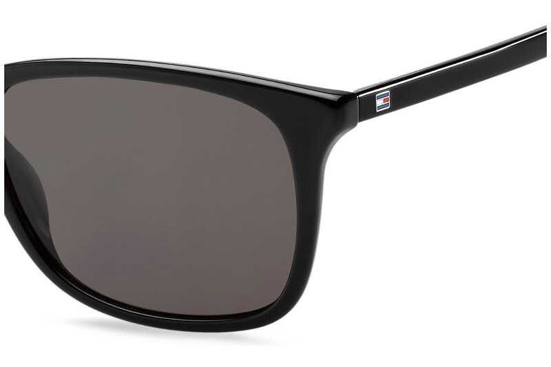 Tommy Hilfiger Full-Rim Square Black Sunglasses for Men, Grey Lens, TH1449/S 0A5X 00, 54/18/145