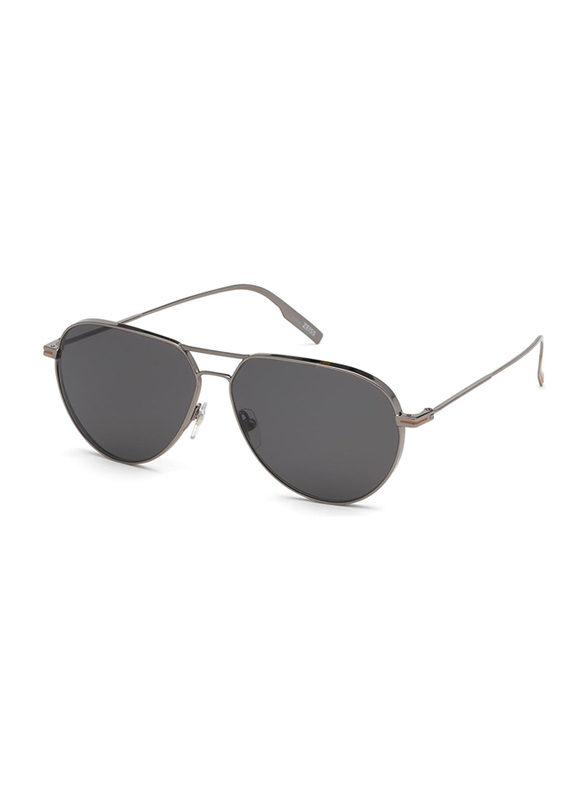 

Ermenegildo Zegna Polarized Full-Rim Aviator Shiny Gunmetal Sunglasses for Men, Smoke Lens, EZ0129-F 08D, 61/12/145