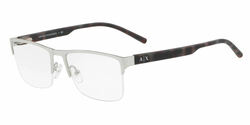 Armani Exchange Half-Rim Square Matte Silver Eyeglasses Frames for Women, Clear Lens, AX1026 6020, 54/18/140