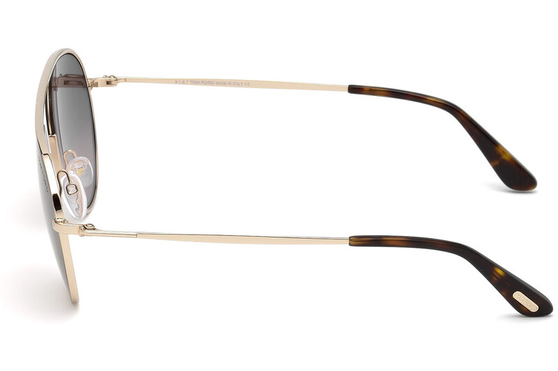 Tom Ford Full-Rim Pilot Shiny Rose Gold Sunglasses Unisex, Brown Gradient Lens, FT0599, 55/19/145