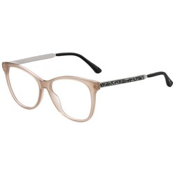 Jimmy Choo Full-Rim Round Nude/Grey Eyeglasses Frames for Women, Clear Lens, Jc 199 0FWM 00, 53/16/145