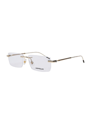 Mont Blanc Rimless Rectangle Gold Eyeglass Frame for Men, Clear Lens, MB0112O 002, 57/16/150