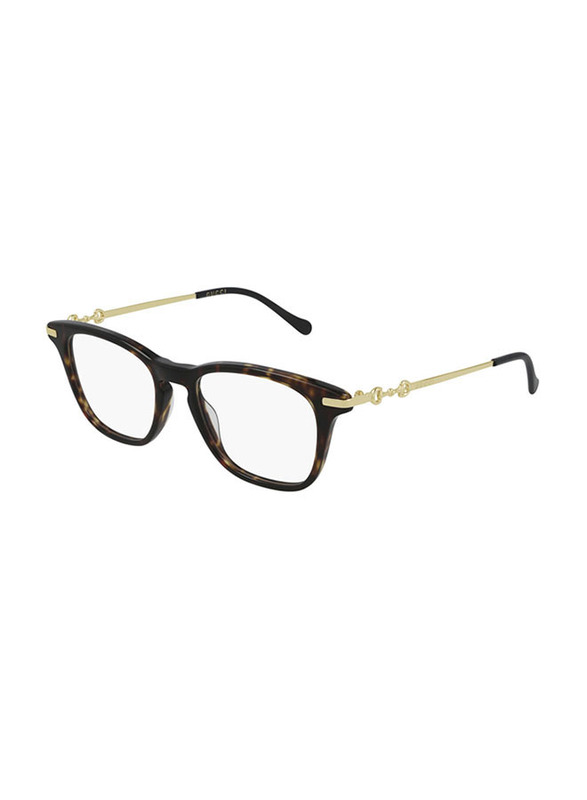Gucci Full-Rim Rectangular Havana/Gold Eyeglasses for Men, Clear Lens, GG0919O 002 50, 50/18/145