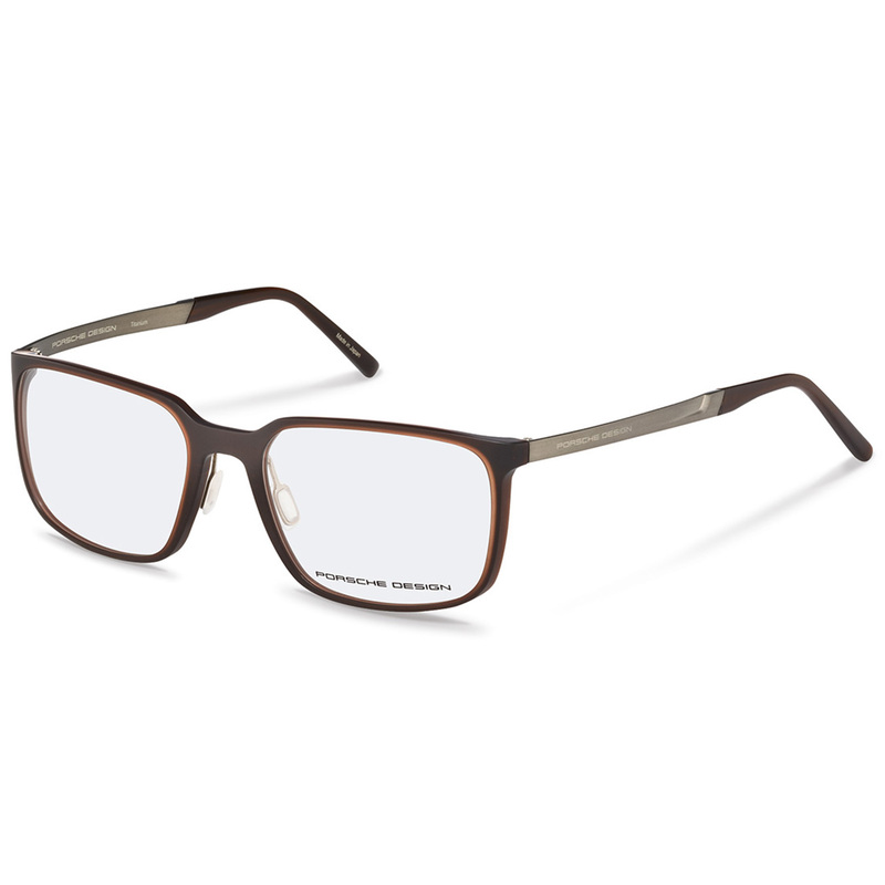 

Porsche Design Full-Rim Square Brown Eyeglass Frame for Men, Clear Lens, P8338, 55/18/140