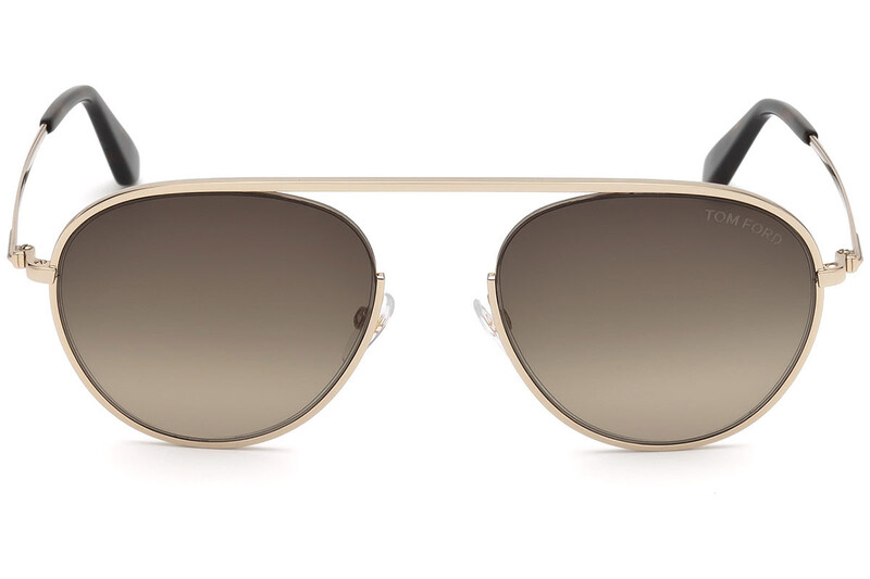 Tom Ford Full-Rim Pilot Shiny Rose Gold Sunglasses Unisex, Brown Gradient Lens, FT0599, 55/19/145