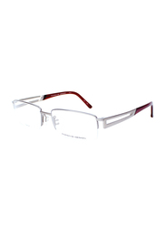 Porsche Design Half-Rim Rectangular Matt Silver Eyewear Frame for Men, P8703 S1 C, 56/18/145