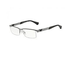 Emporio Armani Half-Rim Rectangular Grey Eyeglass Frames for Men, Clear Lens, 0EA1014 3003 53, 53/17/140