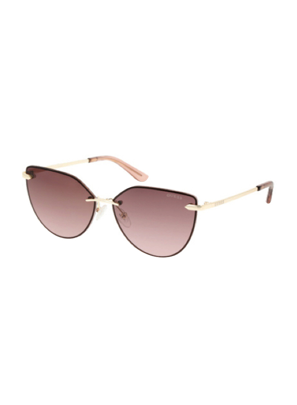 

Guess Full Rim Cat Eye Gold Sunglasses for Women, Brown Gradient Lens, GU7642 32F, 58/13/140