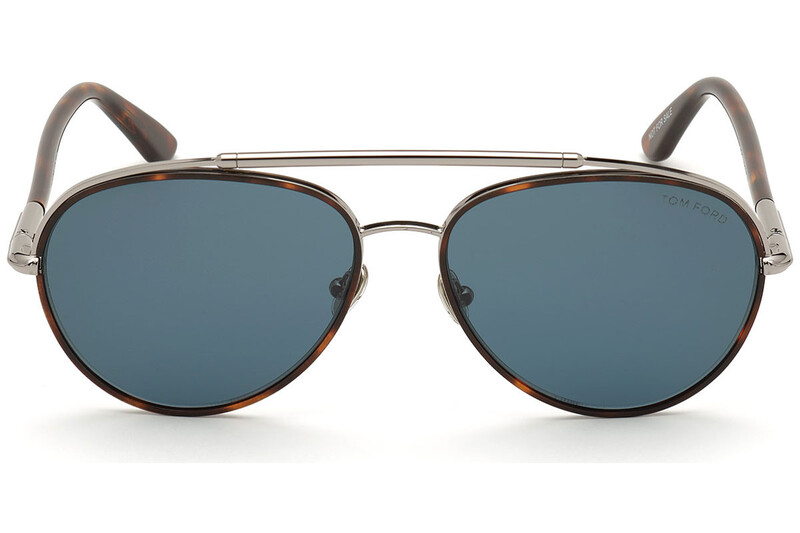 Tom Ford Full-Rim Pilot Red Havana Sunglasses for Men, Blue Lens, FT0748 54V, 59/16/140