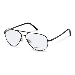 Porsche Design Full-Rim Aviator Black Eyeglasses Frames for Women, Transparent Lens, P8355 A, 59/12/140
