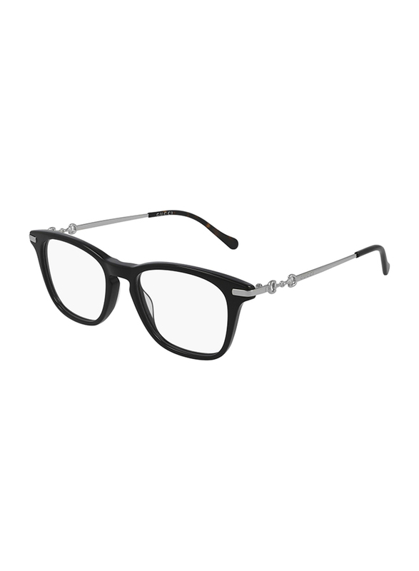 Gucci Full-Rim Rectangular Black/Silver Eyeglasses for Men, Clear Lens, GG0919O 001 50, 50/18/145