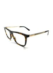 Gucci Full-Rim Rectangular Havana/Gold Eyeglasses Frame for Men, Transparent Lens, GG0691O, 54/18/150