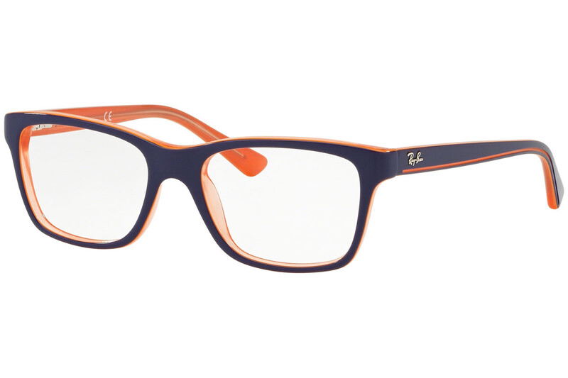 Ray-Ban Full-Rim Square Blue/Orange Eyeglass Frames for Kids Unisex, Clear Lens, 0RY1536 3762, 48/16/130
