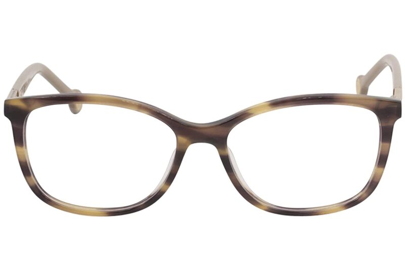 Carolina Herrera Full-Rim Square Tortoise Eyeglass Frames for Women, Clear Lens, VHE674 06HN, 53/16/140