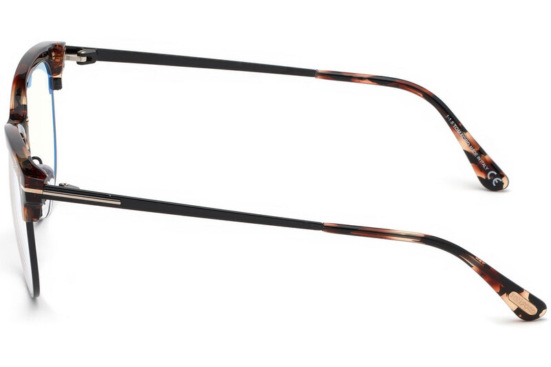 Tom Ford Full-Rim Clubmaster Coloured Havana Eyeglass Frame for Women, Transparent Lens, FT5546-B, 54/14/140