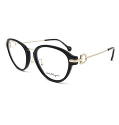 Salvatore Ferragamo Full-Rim Brow line Black Eyeglasseses Frame for Men, Clear Lens, SF2826 1, 51/18/