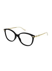 Gucci Full-Rim Cat Eye Black/Gold Eyeglasses for Women, Clear Lens, GG0967O 001 53, 53/16/140
