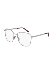 Gucci Full-Rim Square Silver Eyeglasses for Men, Clear Lens, GG0804O 002 54, 54/17/145