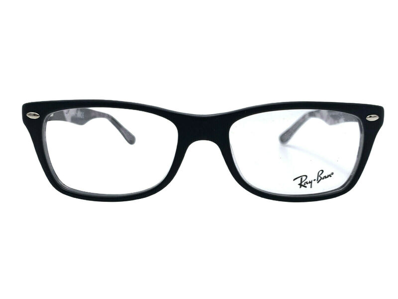 Ray-Ban Full-Rim Square Black Eyeglass Frame Unisex, Clear Lens, RX5228 5405, 53/17/140