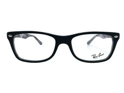Ray-Ban Full-Rim Square Black Eyeglass Frame Unisex, Clear Lens, RX5228 5405, 53/17/140