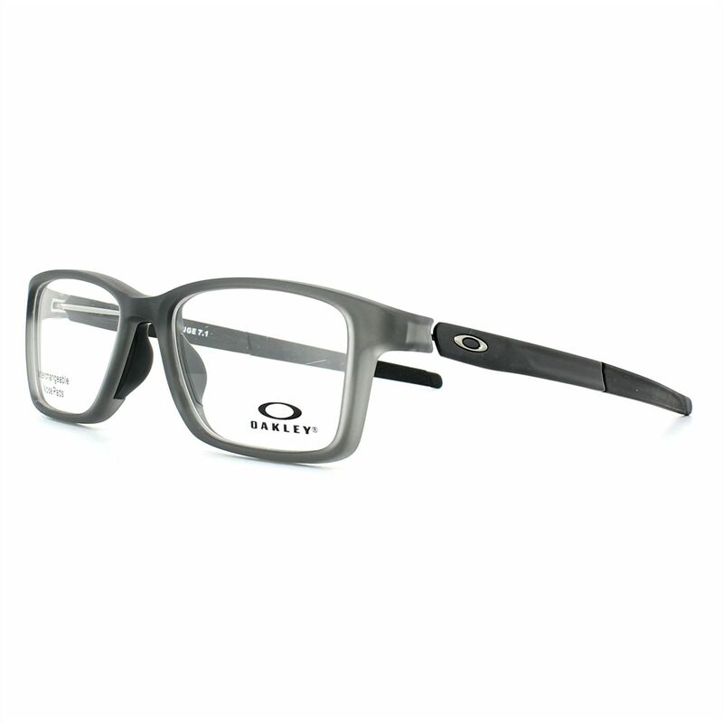 Oakley Gauge 7.1 Full-Rim Rectangle Satin Smoke Grey Eyeglass Frame for Men, Clear Lens, 0OX8112 811202, 54/18/136