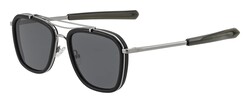 Rag and Bone Full-Rim Square Black/Silver Sunglasses for Men, Black Lens, RNB 9002/S 085K IR, 54/19/140