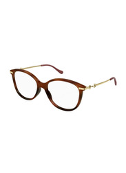 Gucci Full-Rim Cat Eye Havana/Gold Eyeglasses for Women, Clear Lens, GG0967O 002 53, 53/16/140