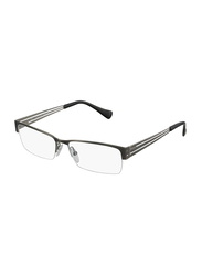 Police Incisive Half-Rim Rectangle Brushed Gun Grey Eyeglass Frames for Men, VPL137 08KT, 55/16/140
