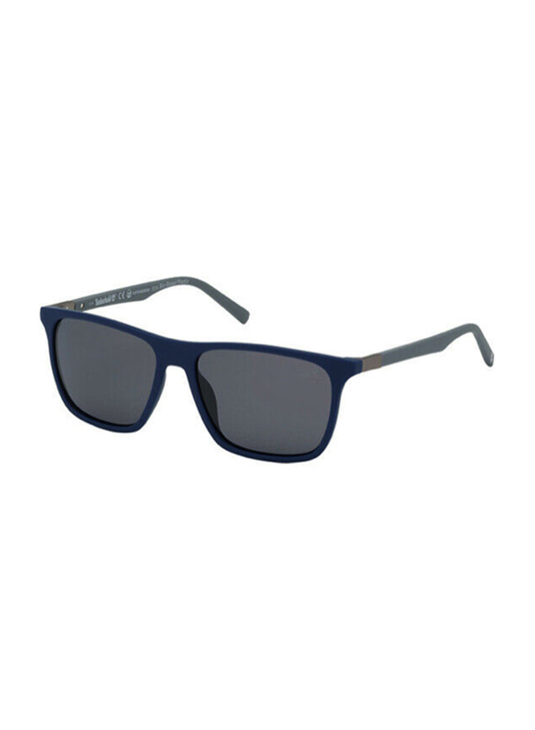 

Timberland Polarized Full Rim Square Blue Sunglasses for Men, Grey Lens, TB9198 91D, 58/16/150