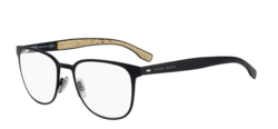 Hugo Boss Full-Rim Rectangular Black Eyeglasses Frame for Men, Clear Lens, 0885 00S2, 52/19/145