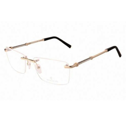 Philippe Charriol Rimless Square Shiny Gold/Silver Eyeglass Frame for Men, Clear Lens, PC75066 C01, 58/18