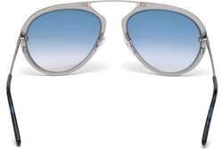 Tom Ford Full-Rim Pilot Shiny Dark Ruthenium Sunglasses Unisex, Gradient Blue Lens, FT0508 12W, 53/18/145