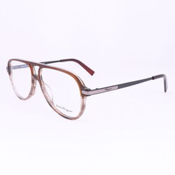 Salvatore Ferragamo Full-Rim Pilot Dark Mustard/Taupe Eyeglasses Frames for Men, Clear Lens, SF2855 340, 57/13/145