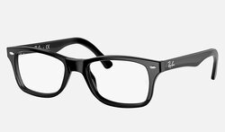 Ray-Ban Full-Rim Square Gloss Black Eyeglass Frames for Unisex, Clear Lens, RX5228F-2000, 53/17/140