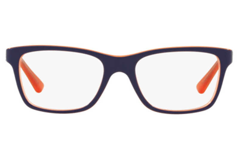 Ray-Ban Full-Rim Square Blue/Orange Eyeglass Frames for Kids Unisex, Clear Lens, 0RY1536 3762, 48/16/130