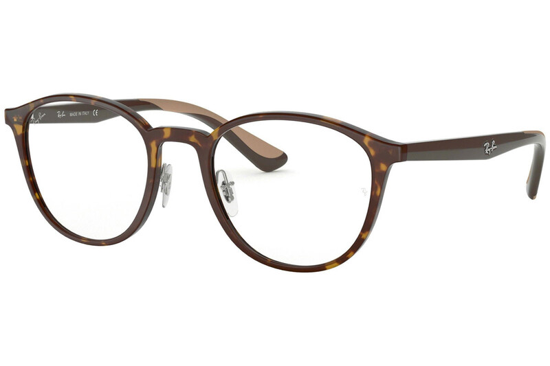 

Ray-Ban Full-Rim Round Tortoise Brown Eyeglass Frame Unisex, Transparent Lens, RX7156 2012, 51/20/145
