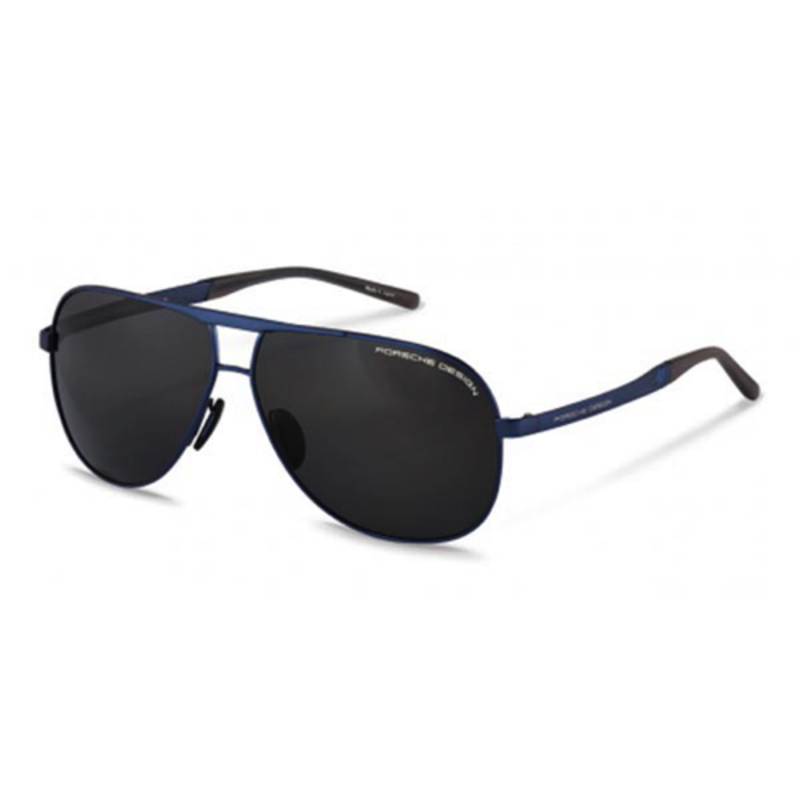 

Porsche Design Polarized Full-Rim Aviator Blue Sunglasses for Unisex, Black Lens, P8657 D, 62/11/140