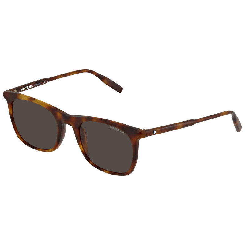 

Mont Blanc Full-Rim Square Havana Sunglasses for Men, Brown Lens, MB0007S-002, 53/21/145