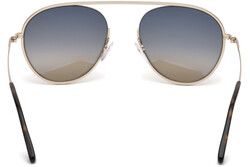 Tom Ford Full-Rim Pilot Shiny Rose Gold Sunglasses Unisex, Brown Gradient Lens, FT0599, 55/19/145