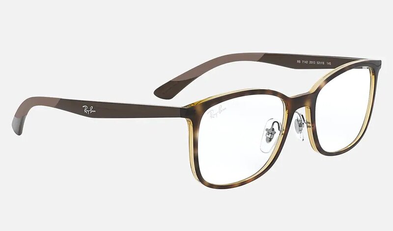 Ray-Ban Full-Rim Square Havana Brown Eyeglass Frames for Unisex, Clear Lens, RX7142-2012, 52/18/145