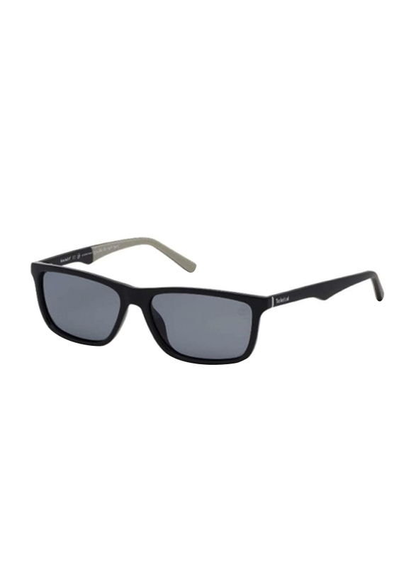 

Timberland Full Rim Rectangular Black Sunglasses for Men, Grey Lens, TB9174 01D, 56/15/150