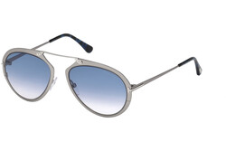 Tom Ford Full-Rim Pilot Shiny Dark Ruthenium Sunglasses Unisex, Gradient Blue Lens, FT0508 12W, 53/18/145