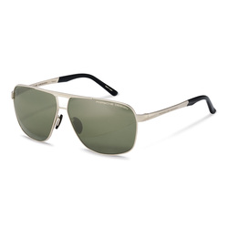 Porsche Design Polarized Full-Rim Aviator Palladium Sunglasses for Unisex, Olive Silver mirrored Lens, P8665 D, 63/10/145