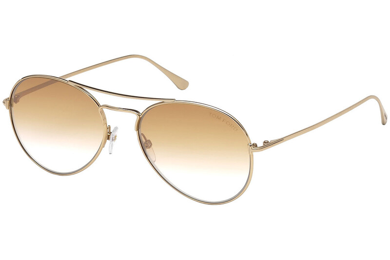 Tom Ford Full-Rim Pilot Shiny Rose Gold Sunglasses Unisex, Mirrored Brown Gradient Lens, FT0551 28G, 55/17/145
