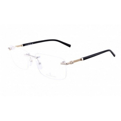 Philippe Charriol Rimless Square Shiny Silver/Gold Eyeglass Frame for Men, Clear Lens, PC75060 C02, 59/18