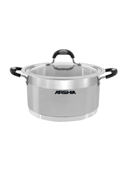 Arshia 24cm Stainless Steel Casserole with ST Glass Lid, 59.5 x 30.5 x 68.7cm, Silver